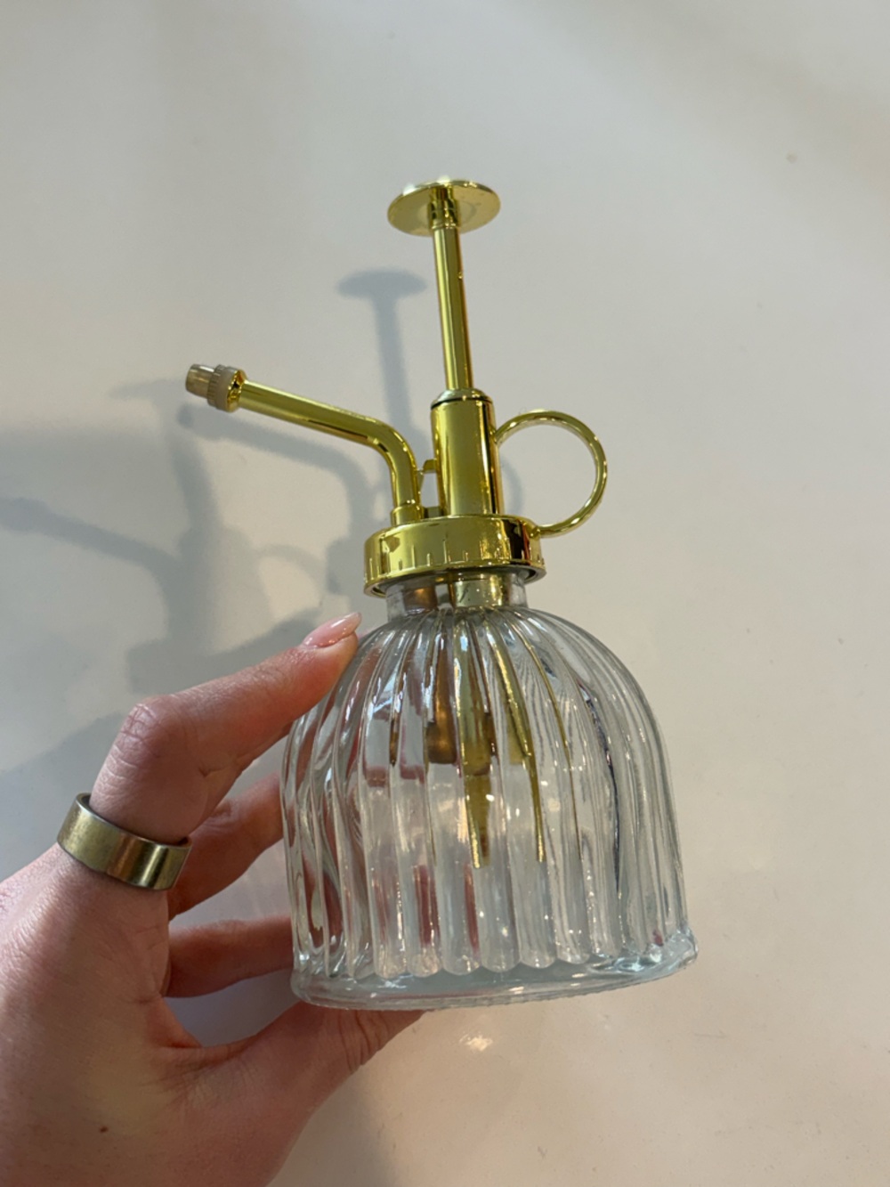 Urban Outfitters Clear Ribbed Glass Plant Spritzer with Label